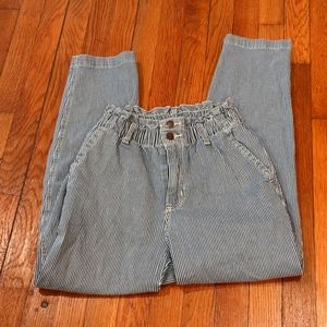 Railroad Stripe High Rise Taper Jeans